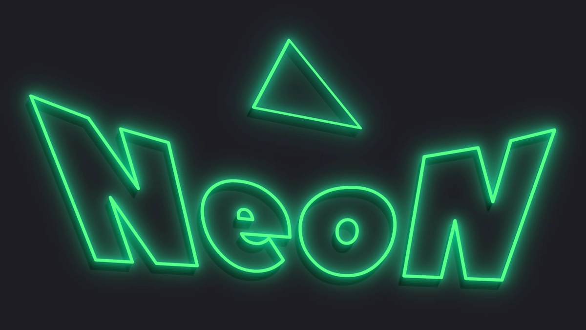 Yeşil 3D neon | Parlayan konturlu metin