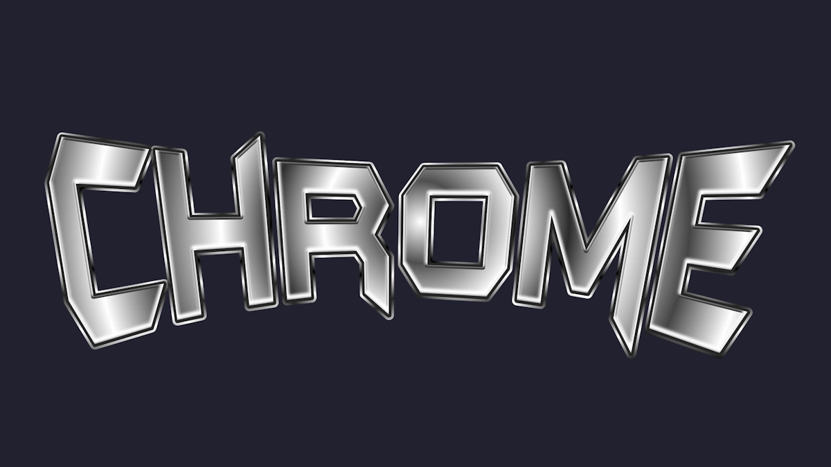 Kromlanmış metal 3D metin